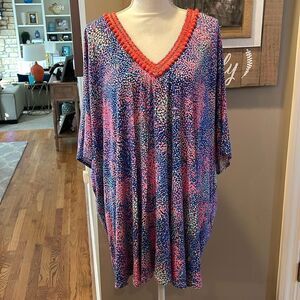 Nanette Lepore Pink and Blue Swim Coverup Tunic